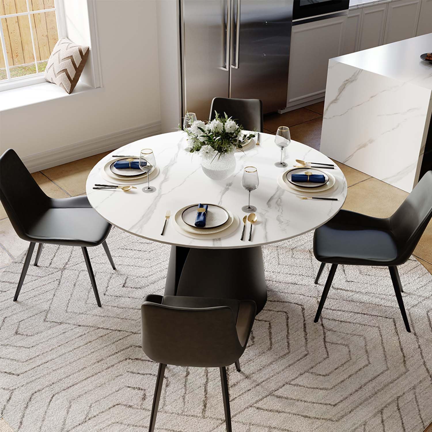Amazon.com - POVISON Modern Round Dining Table for 4, Marble
